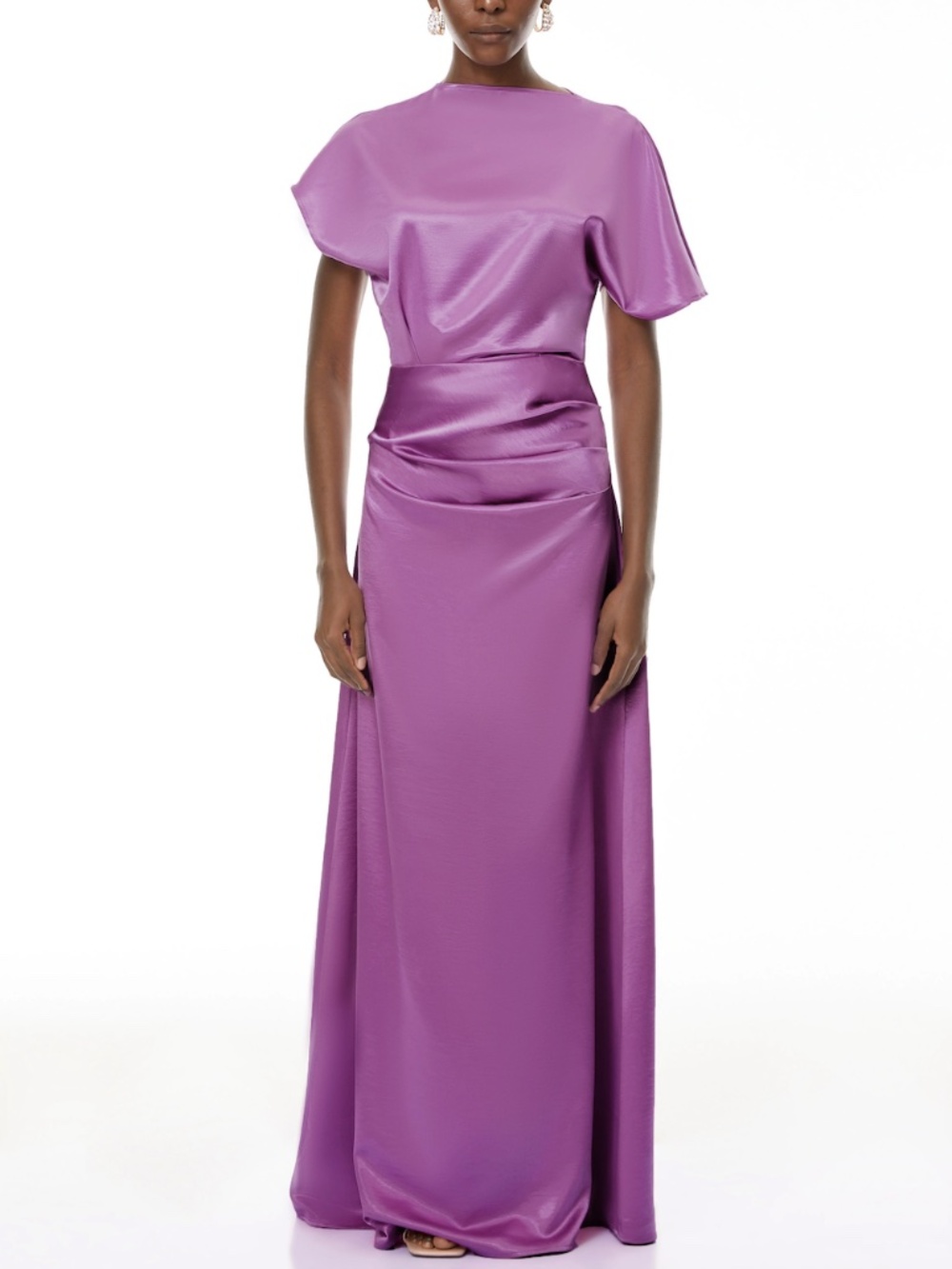 Zuzanna Purple Asymmetrical Glossy Maxi dress